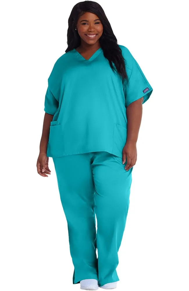 Women's Plus Size V-Neck Top & Flare Leg Scrub Set