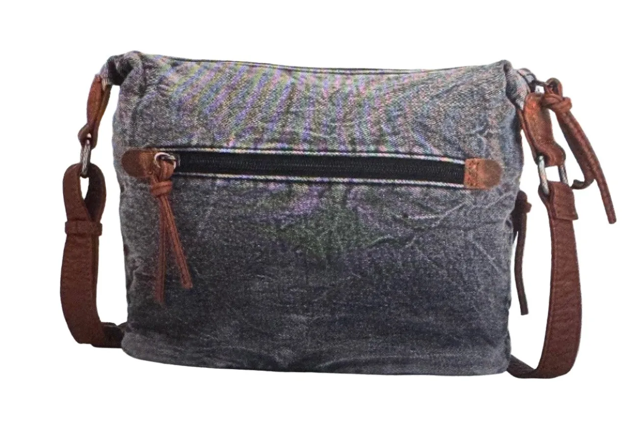 Wrangler Chaser Denim Purse with Floral Tooled Magnetic Front Pockets