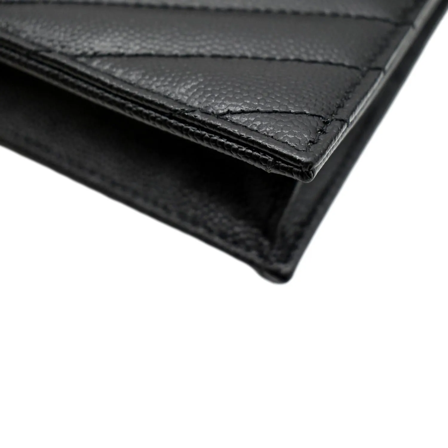 YVES SAINT LAURENT Cassandre Grain De Poudre Embossed Leather Chain Envelope Bag Black