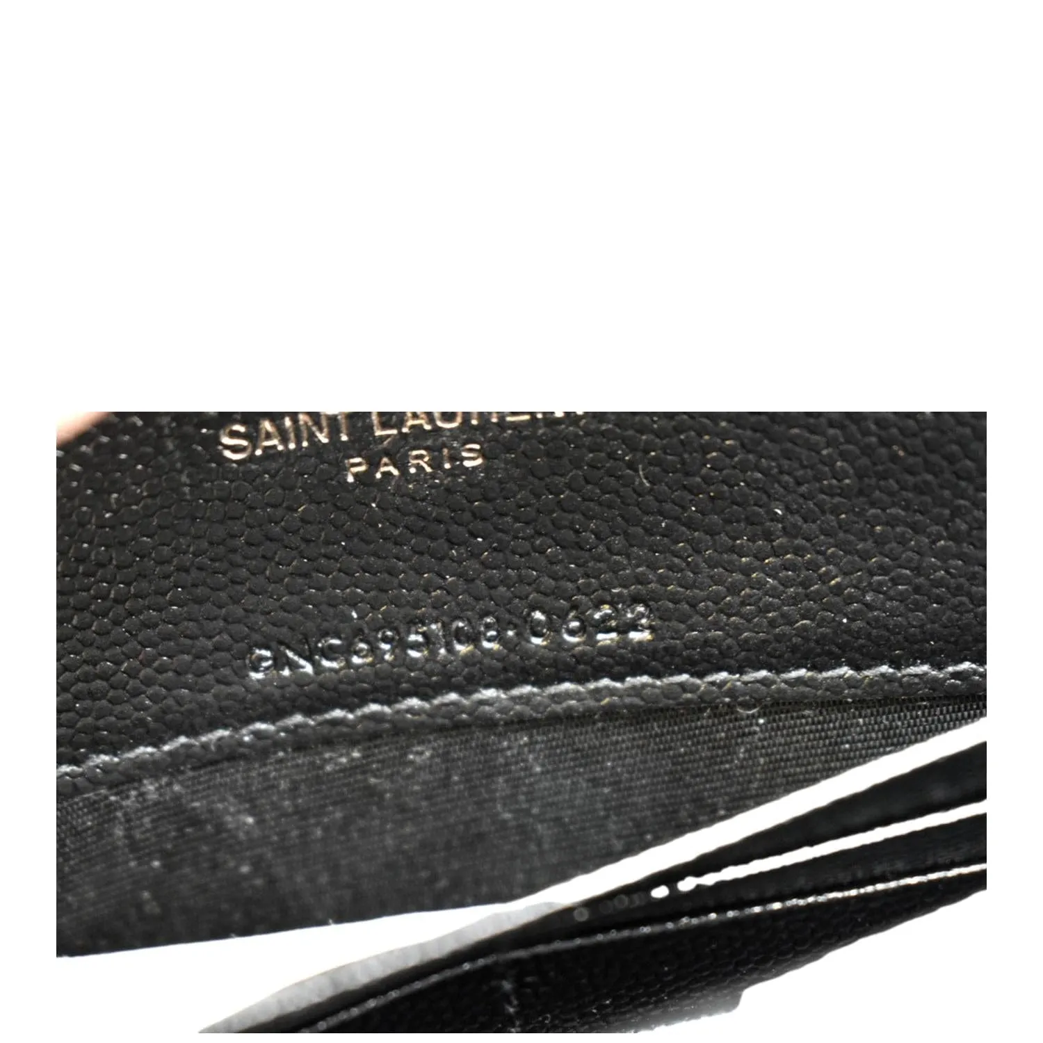 YVES SAINT LAURENT Cassandre Grain De Poudre Embossed Leather Chain Envelope Bag Black