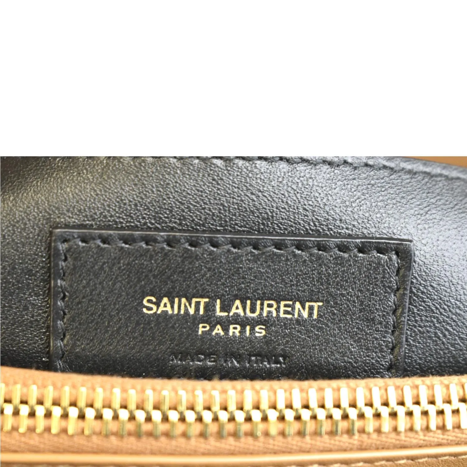 YVES SAINT LAURENT College Chevron Suede Shoulder Chain Bag Camel
