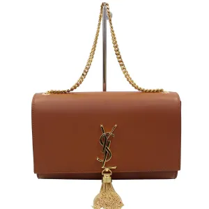 YVES SAINT LAURENT Kate Large Grain De Poudre Leather Shoulder Bag Brown