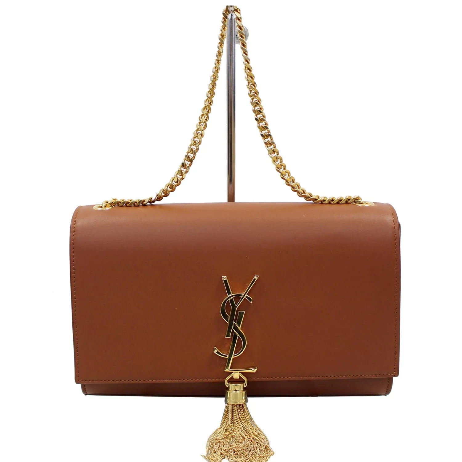YVES SAINT LAURENT Kate Large Grain De Poudre Leather Shoulder Bag Brown