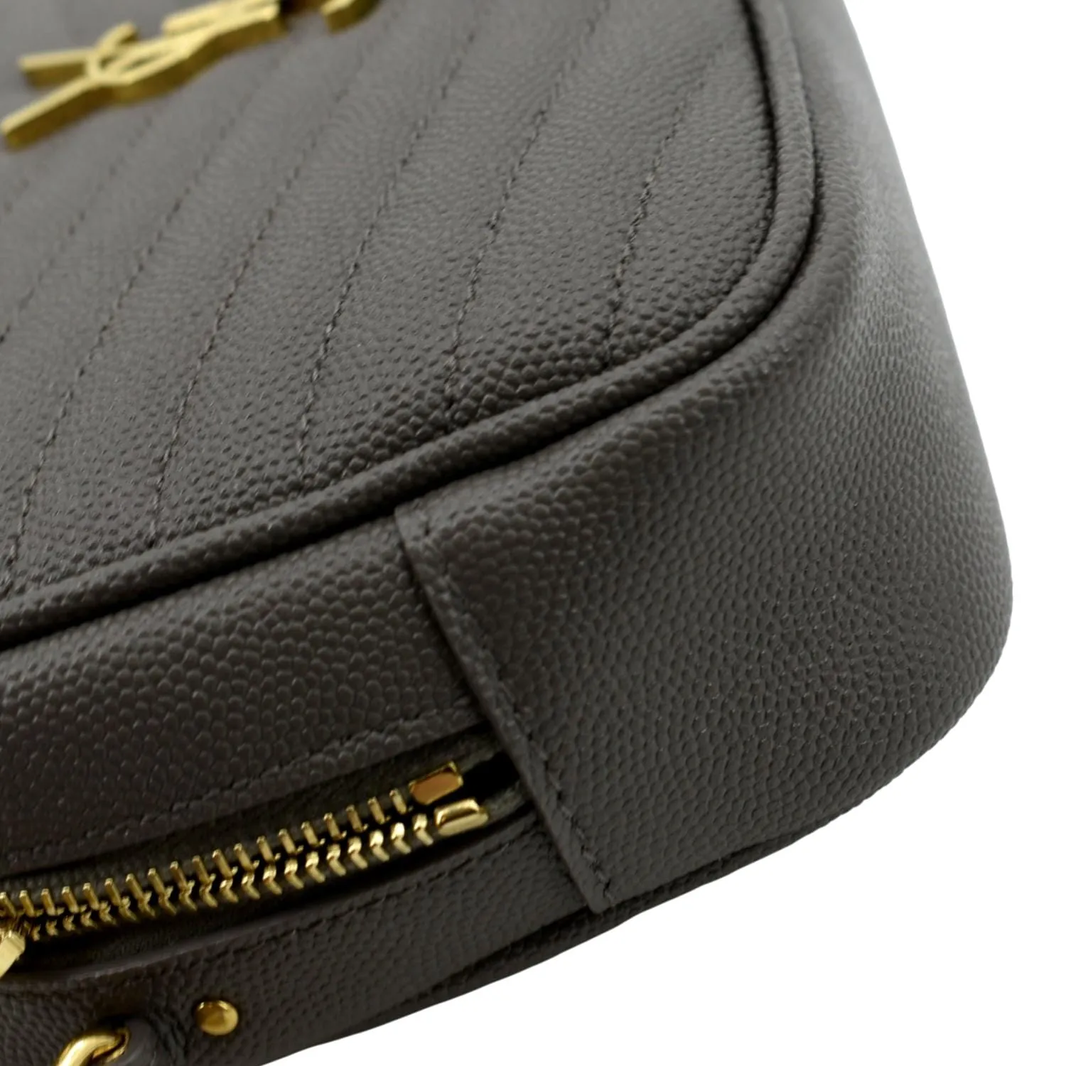 YVES SAINT LAURENT Lou Chevron Leather Camera Crossbody Bag Storm