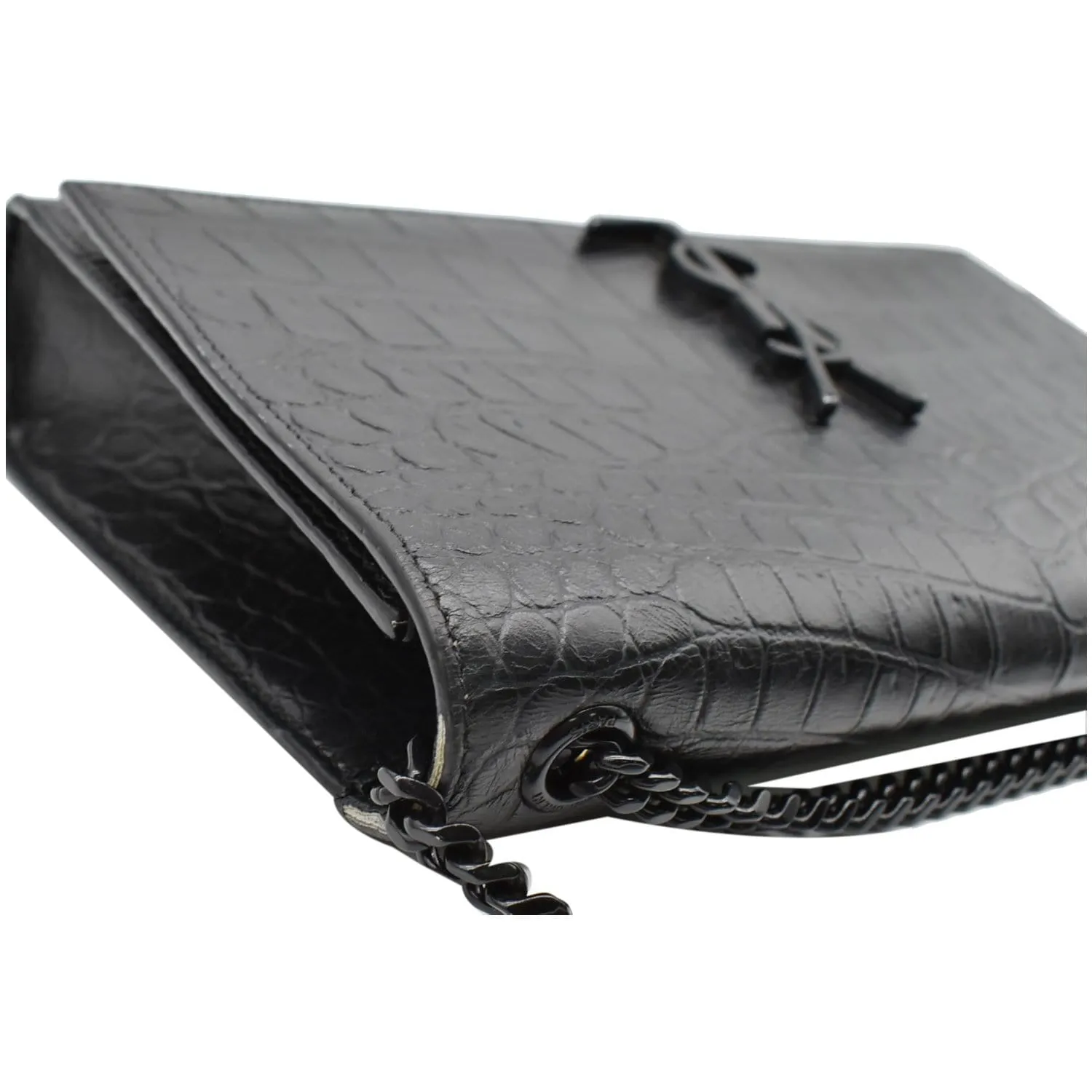 YVES SAINT LAURENT WOC Crocodile-Embossed Shoulder Bag Black  - Hot Deals