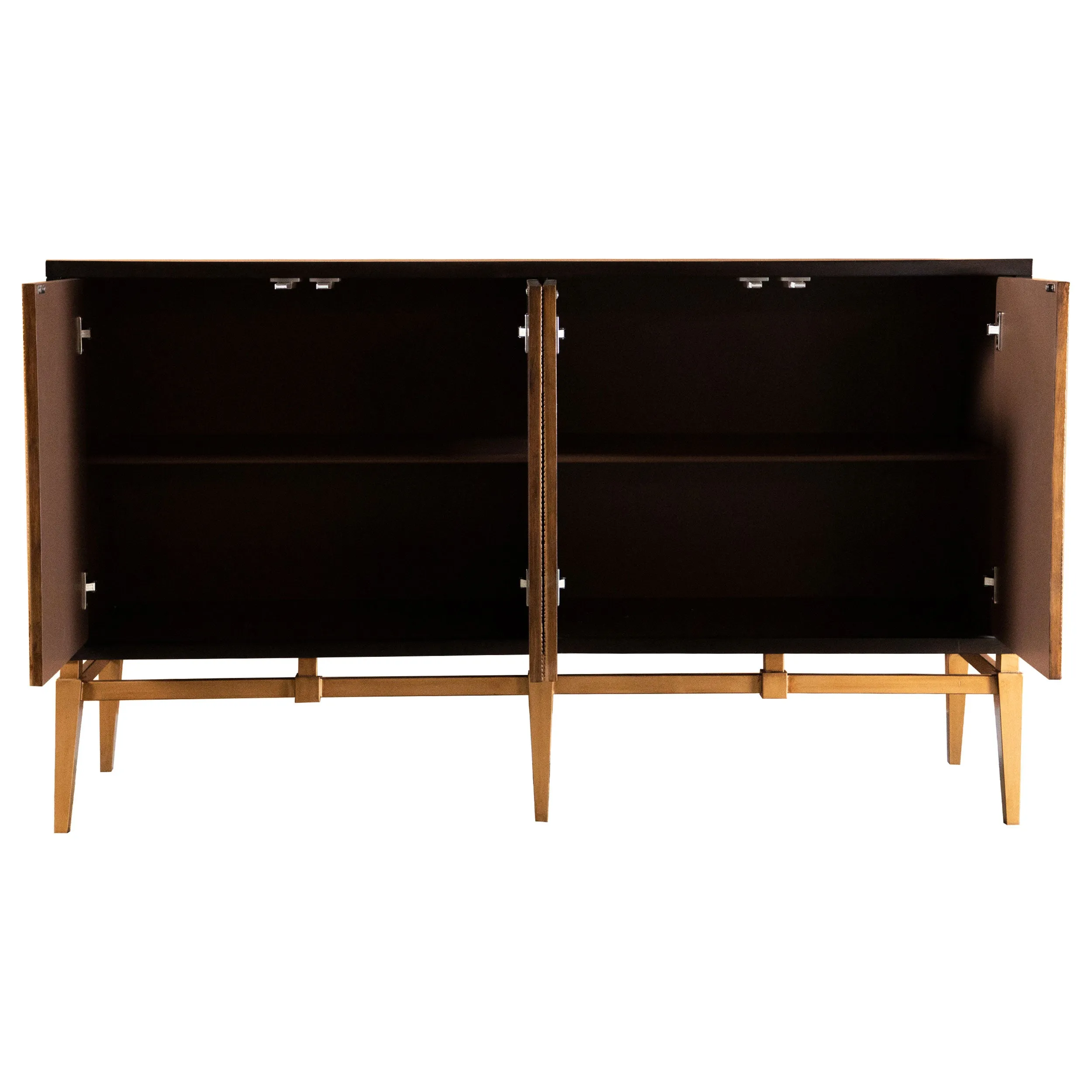 Zira 4-door Wood Parquet Storage Accent Cabinet Brown